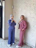 Women's short linen suit in various colors