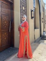 قفطان أورانج ملكي بتصميم فاخر ولمسات أنيقة