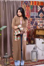 Elegant coffee-colored kaftan with refined design and luxurious details