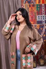 Elegant coffee-colored kaftan with refined design and luxurious details - Image 2