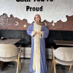 Luxurious lavender kaftan with elegant design and refined details