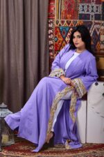 Royal purple kaftan with exquisite embroidery and elegant design