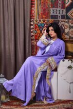 Royal purple kaftan with exquisite embroidery and elegant design - Image 7