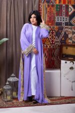 Royal purple kaftan with exquisite embroidery and elegant design - Image 5