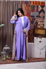 Royal purple kaftan with exquisite embroidery and elegant design - Image 3