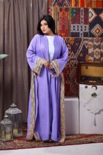 Royal purple kaftan with exquisite embroidery and elegant design - Image 2