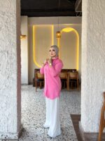 Girls' long linen shirt chemise - Image 7