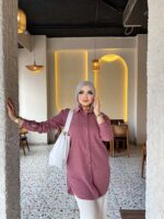 Girls' long linen shirt chemise - Image 5