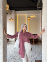 Girls' long linen shirt chemise - Image 4