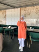 Girls' long linen shirt chemise